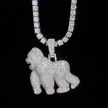 New S925 Silver Fully Iced Moissanite Lion Pendant – Hip-Hop Style Men’s Cool Fashion Jewelry - CaratixJewelry