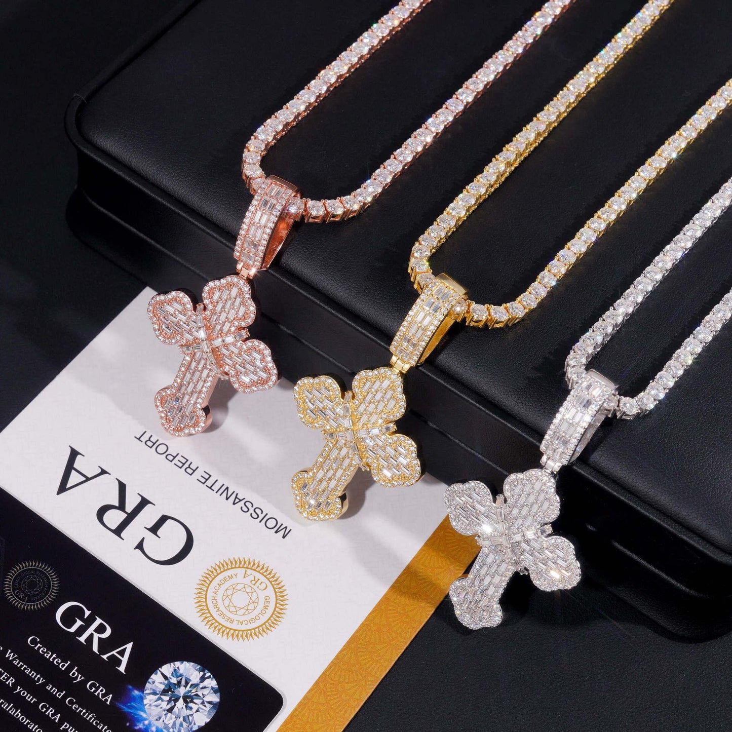 New S925 Silver Moissanite Cross Pendant – European & American Hip-Hop Style Personalized Jewelry - CaratixJewelry