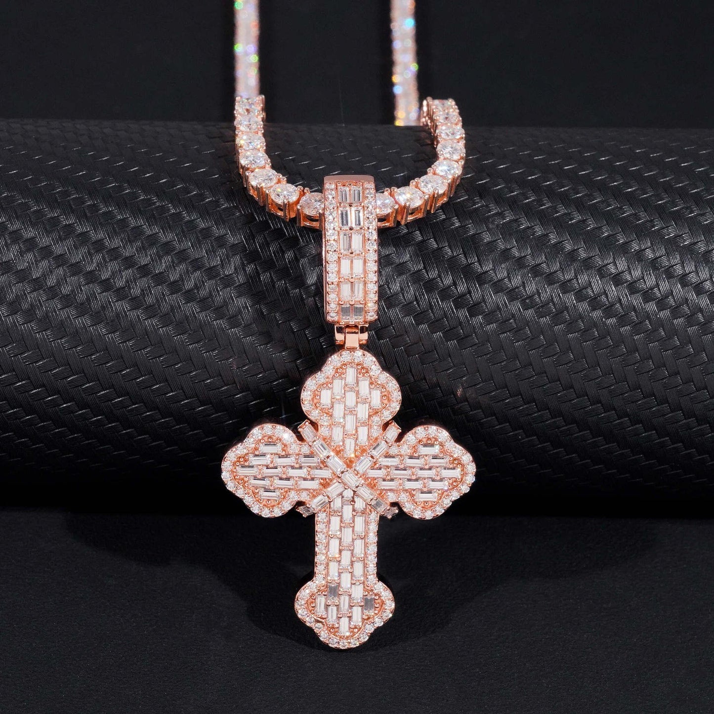 New S925 Silver Moissanite Cross Pendant – European & American Hip-Hop Style Personalized Jewelry - CaratixJewelry