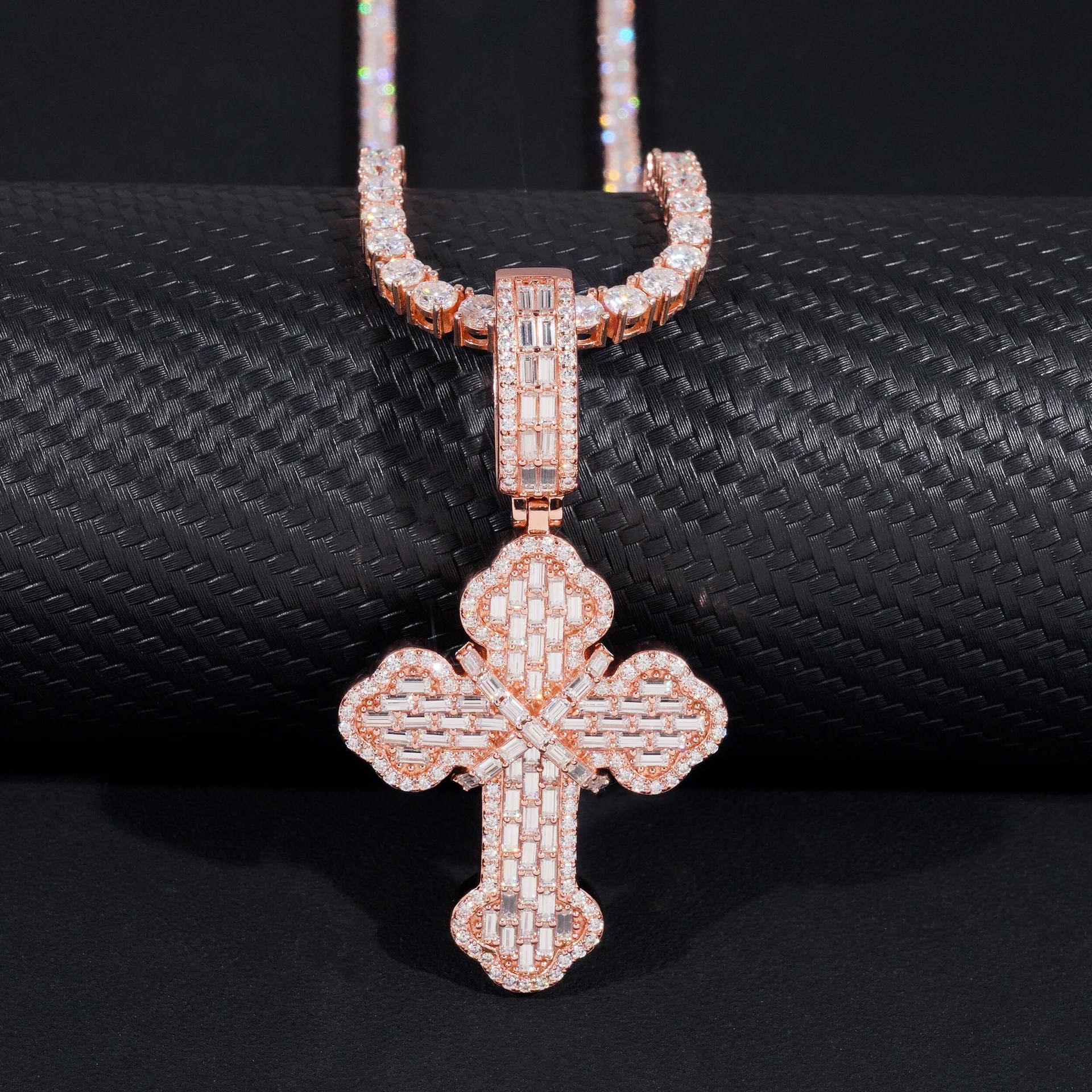New S925 Silver Moissanite Cross Pendant – European & American Hip-Hop Style Personalized Jewelry - CaratixJewelry
