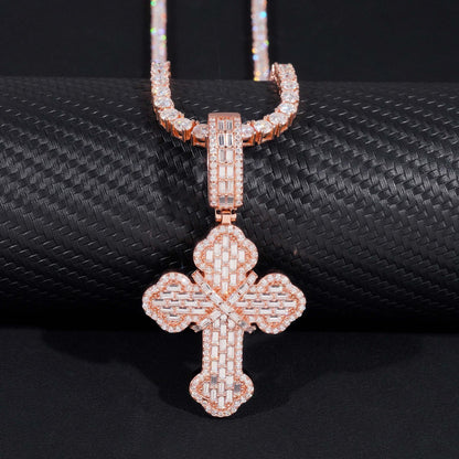 New S925 Silver Moissanite Cross Pendant – European & American Hip-Hop Style Personalized Jewelry - CaratixJewelry
