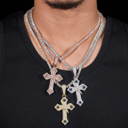 New S925 Silver Moissanite Cross Pendant – High-Quality Jewelry, Sparkling Moissanite Stones - CaratixJewelry