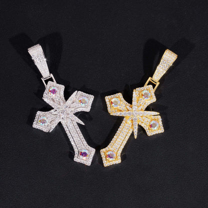 New S925 Silver Moissanite Cross Pendant – High-Quality Jewelry, Sparkling Moissanite Stones - CaratixJewelry