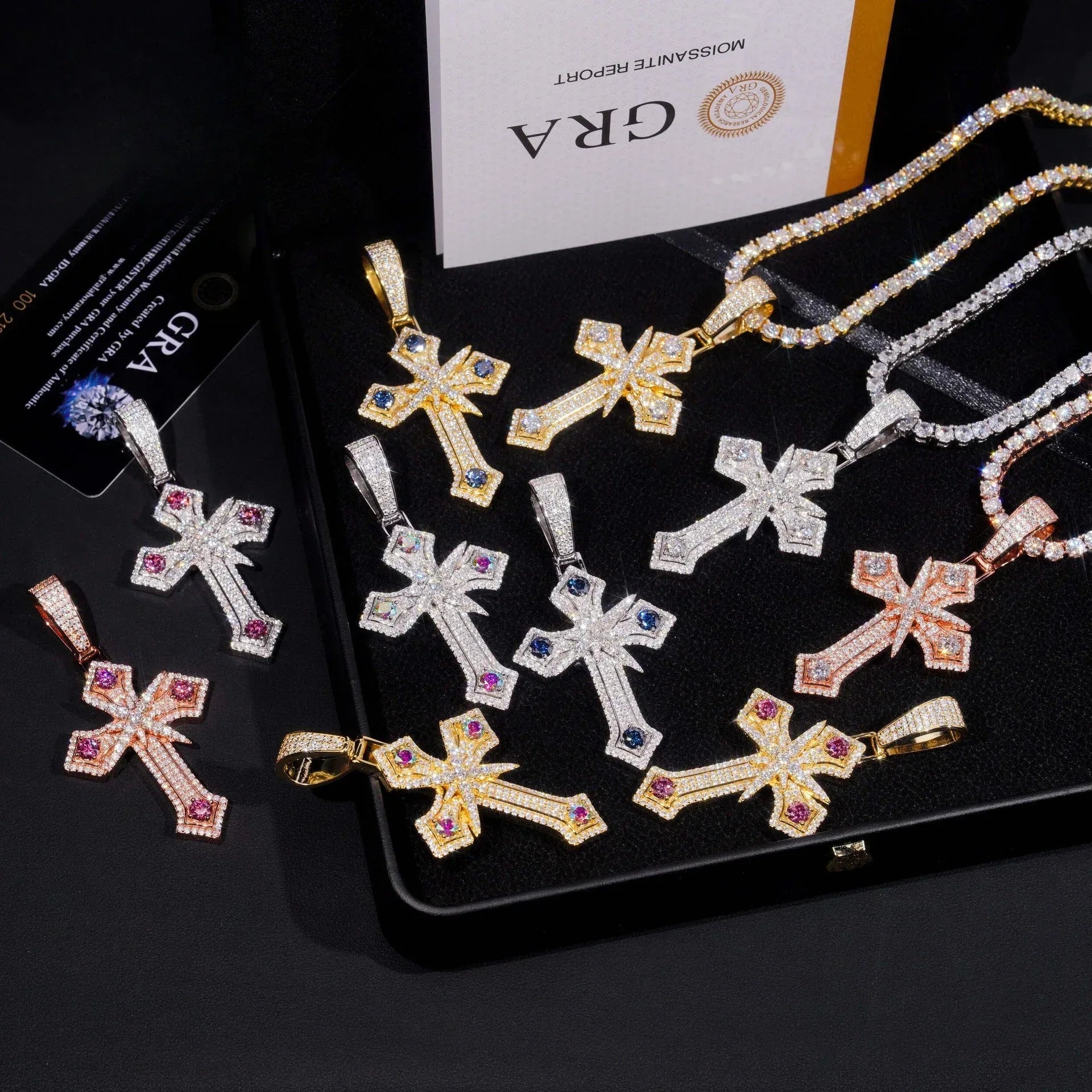 New S925 Silver Moissanite Cross Pendant – High-Quality Jewelry, Sparkling Moissanite Stones - CaratixJewelry