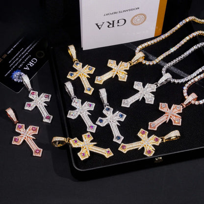 New S925 Silver Moissanite Cross Pendant – High-Quality Jewelry, Sparkling Moissanite Stones - CaratixJewelry