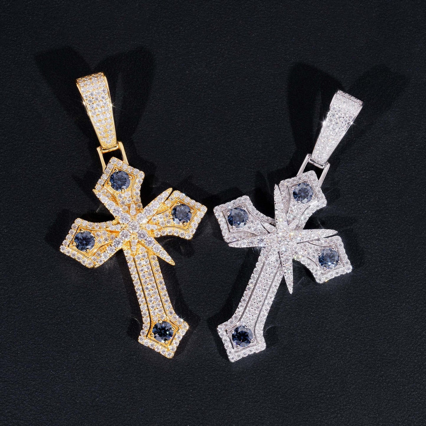 New S925 Silver Moissanite Cross Pendant – High-Quality Jewelry, Sparkling Moissanite Stones - CaratixJewelry