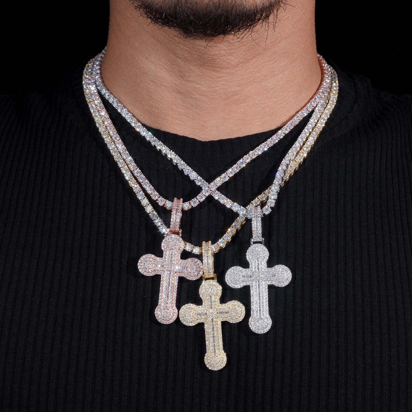 New S925 Silver Moissanite Cross Pendant – High-Quality, Trendy Jewelry - CaratixJewelry