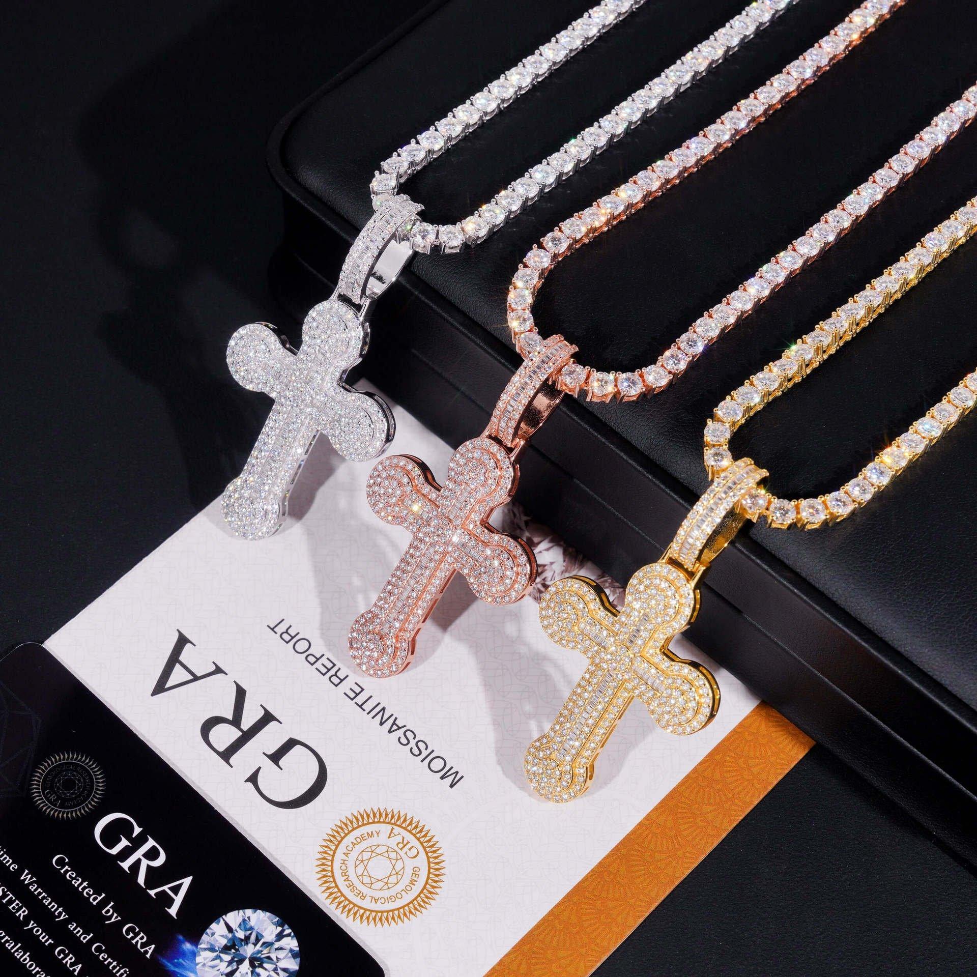 New S925 Silver Moissanite Cross Pendant – High-Quality, Trendy Jewelry - CaratixJewelry