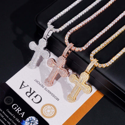 New S925 Silver Moissanite Cross Pendant – High-Quality, Trendy Jewelry - CaratixJewelry