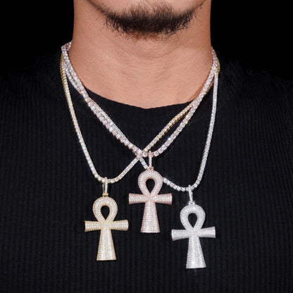 New S925 Silver Moissanite Cross Pendant – Hip-Hop Style, European & American Fashion Jewelry - CaratixJewelry