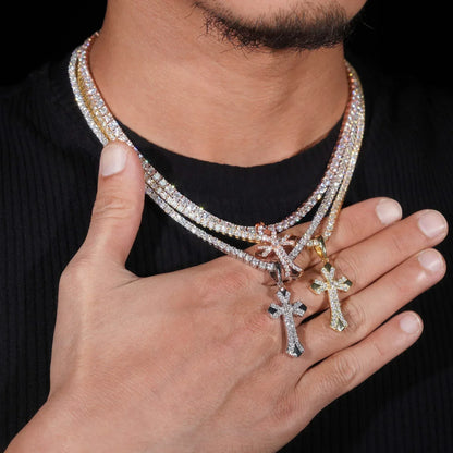 New S925 Silver Moissanite Cross Pendant – Hip-Hop Style, Men’s Trendy Necklace - CaratixJewelry