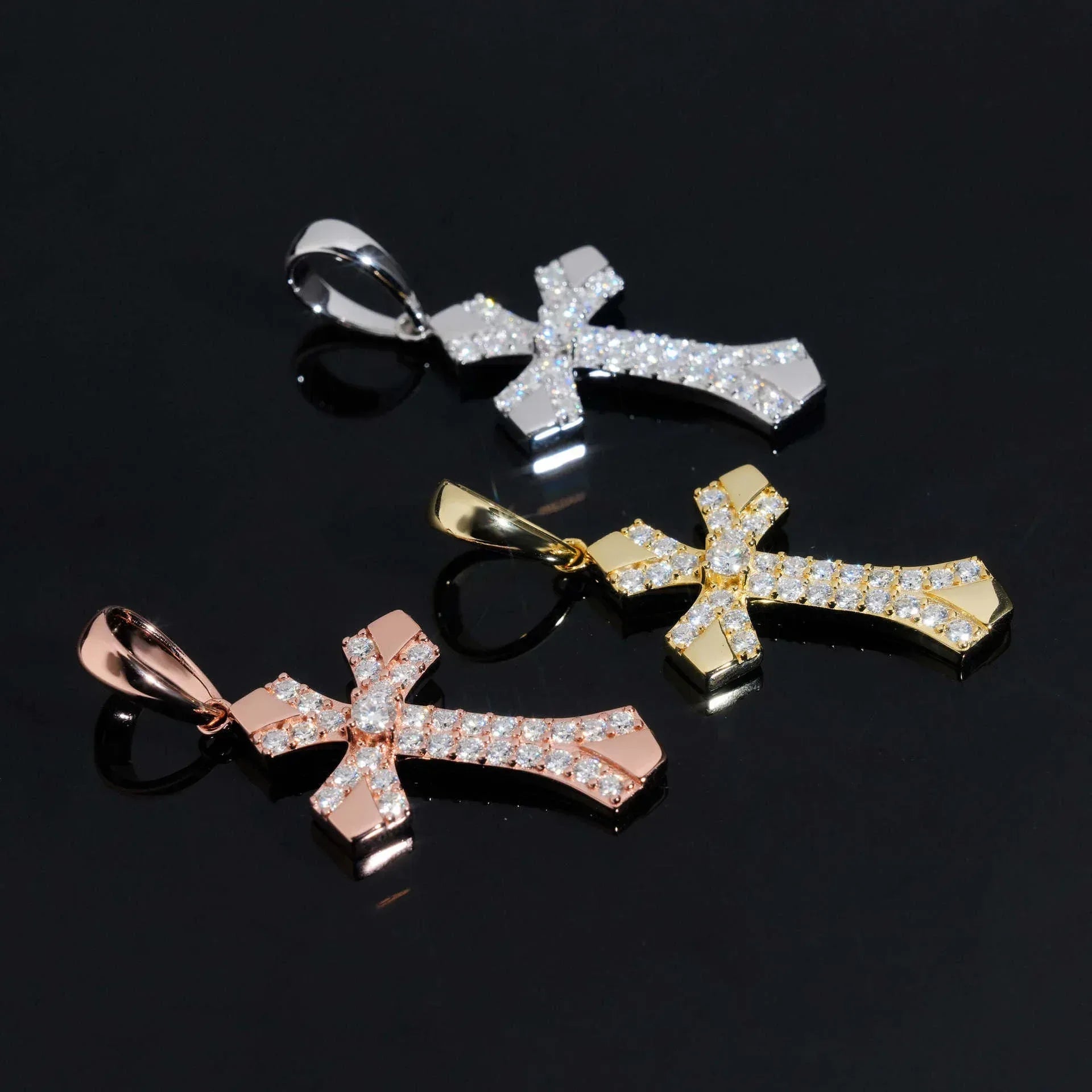 New S925 Silver Moissanite Cross Pendant – Hip-Hop Style, Men’s Trendy Necklace - CaratixJewelry
