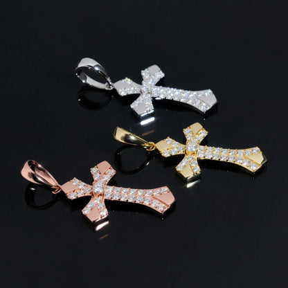 New S925 Silver Moissanite Cross Pendant – Hip-Hop Style, Men’s Trendy Necklace - CaratixJewelry