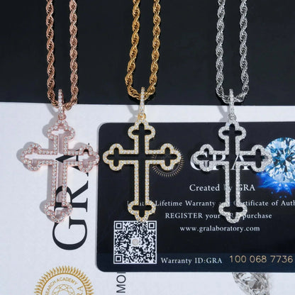 New S925 Silver Moissanite Cross Pendant – Men’s Trendy Necklace, High-Quality Jewelry - CaratixJewelry