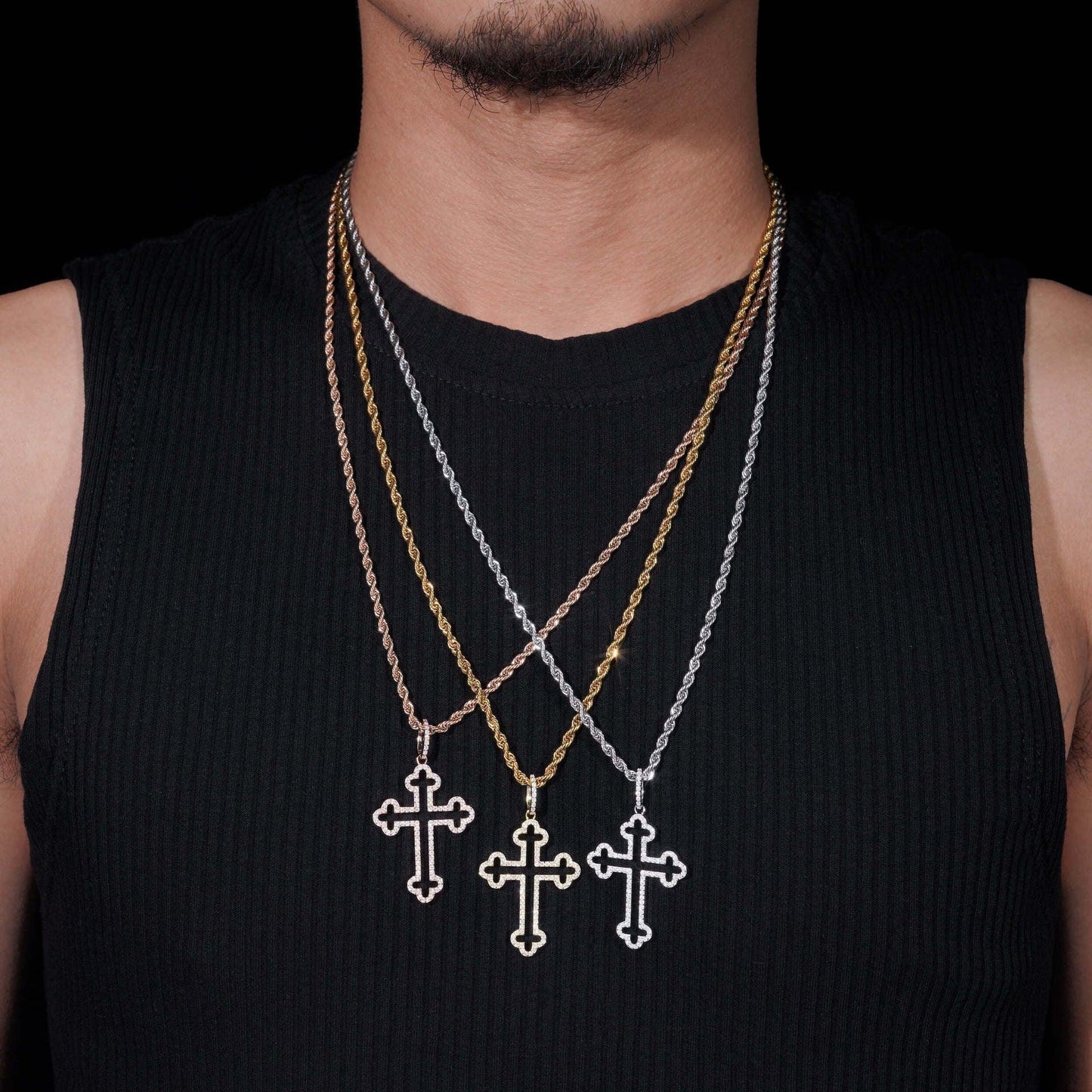 New S925 Silver Moissanite Cross Pendant – Men’s Trendy Necklace, High-Quality Jewelry - CaratixJewelry