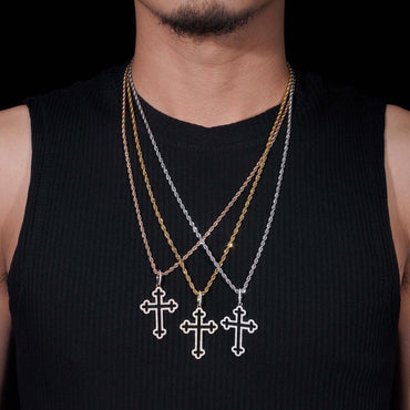 New S925 Silver Moissanite Cross Pendant – Men’s Trendy Necklace, High-Quality Jewelry - CaratixJewelry