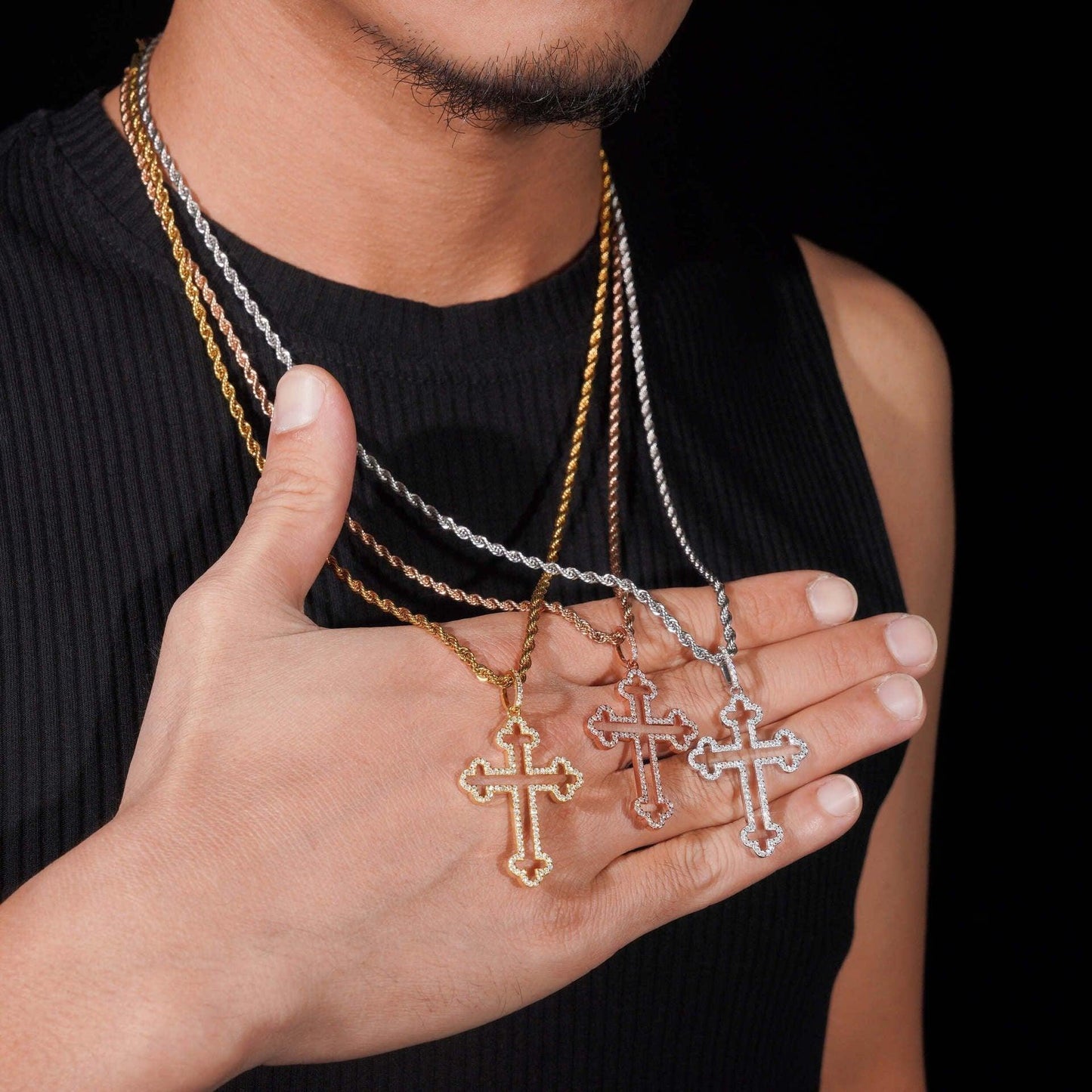 New S925 Silver Moissanite Cross Pendant – Men’s Trendy Necklace, High-Quality Jewelry - CaratixJewelry