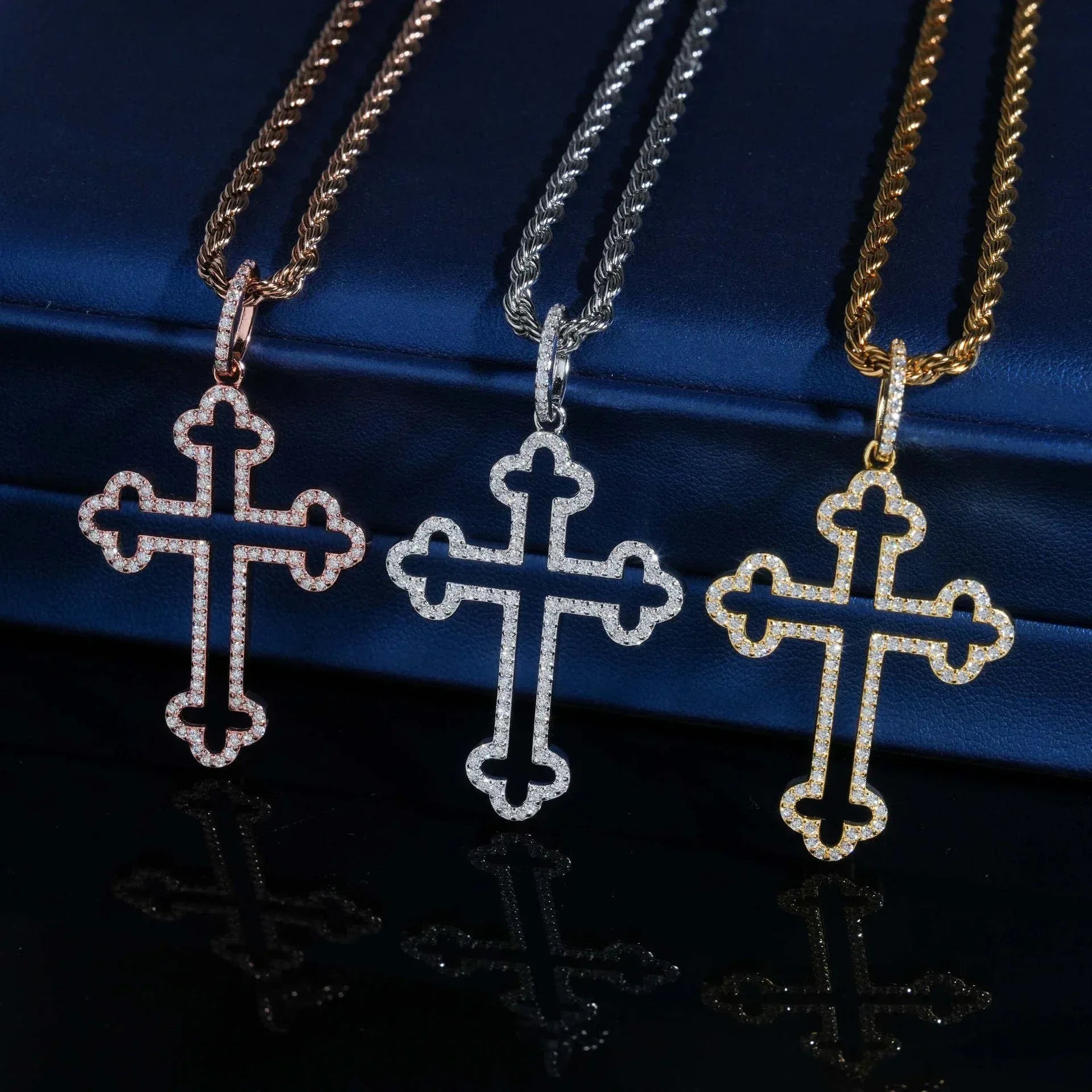 New S925 Silver Moissanite Cross Pendant – Men’s Trendy Necklace, High-Quality Jewelry - CaratixJewelry