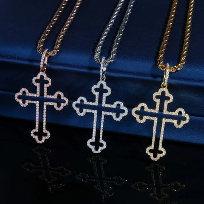 New S925 Silver Moissanite Cross Pendant – Men’s Trendy Necklace, High-Quality Jewelry - CaratixJewelry
