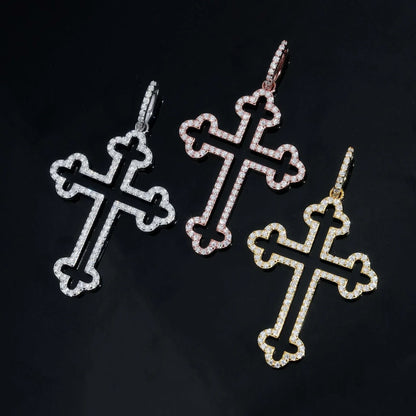 New S925 Silver Moissanite Cross Pendant – Men’s Trendy Necklace, High-Quality Jewelry - CaratixJewelry