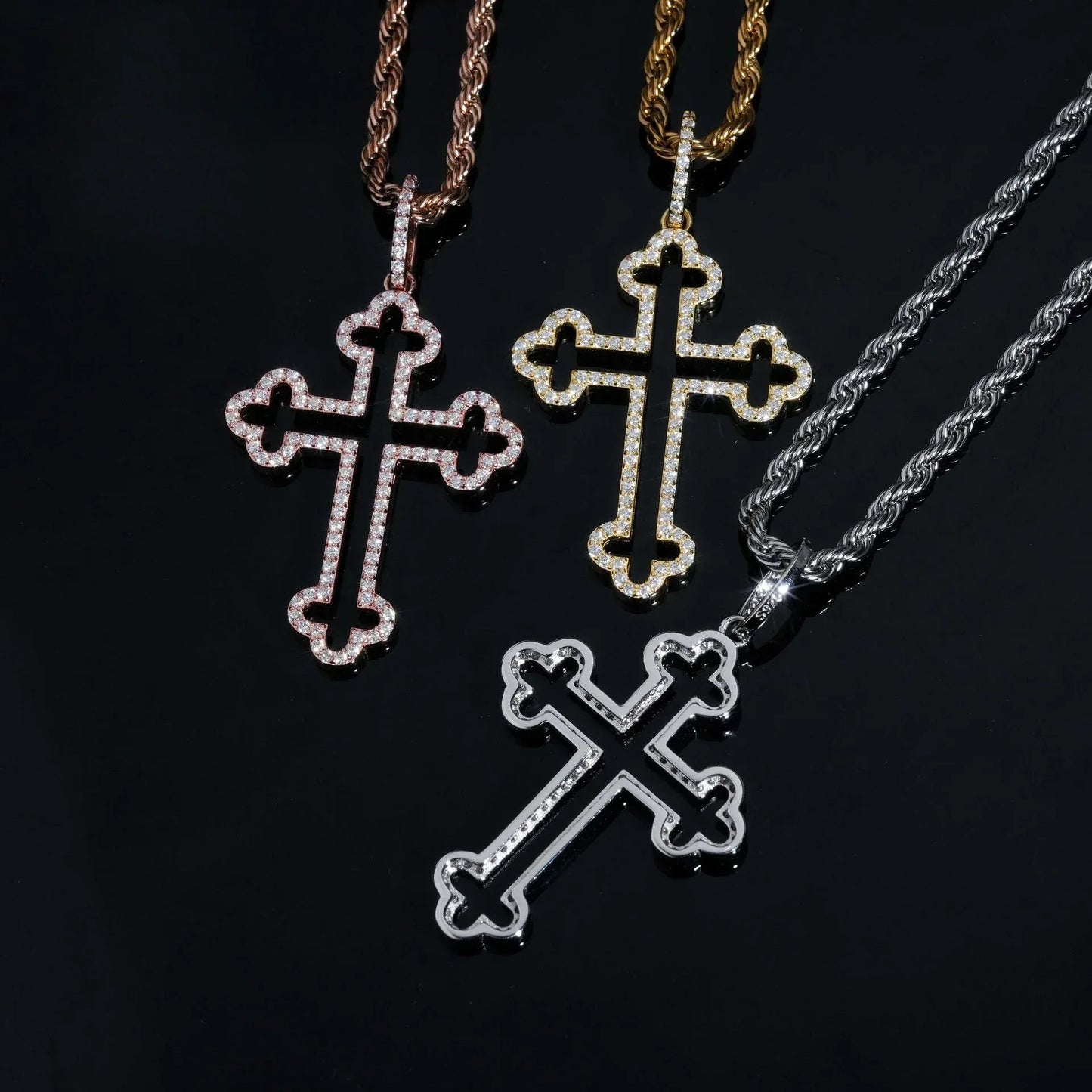 New S925 Silver Moissanite Cross Pendant – Men’s Trendy Necklace, High-Quality Jewelry - CaratixJewelry