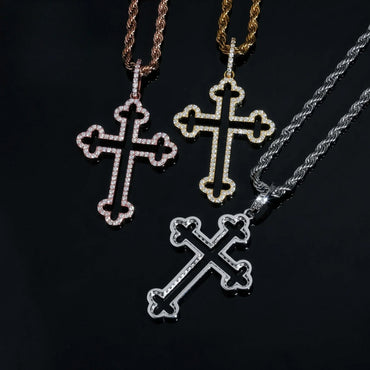New S925 Silver Moissanite Cross Pendant – Men’s Trendy Necklace, High-Quality Jewelry - CaratixJewelry