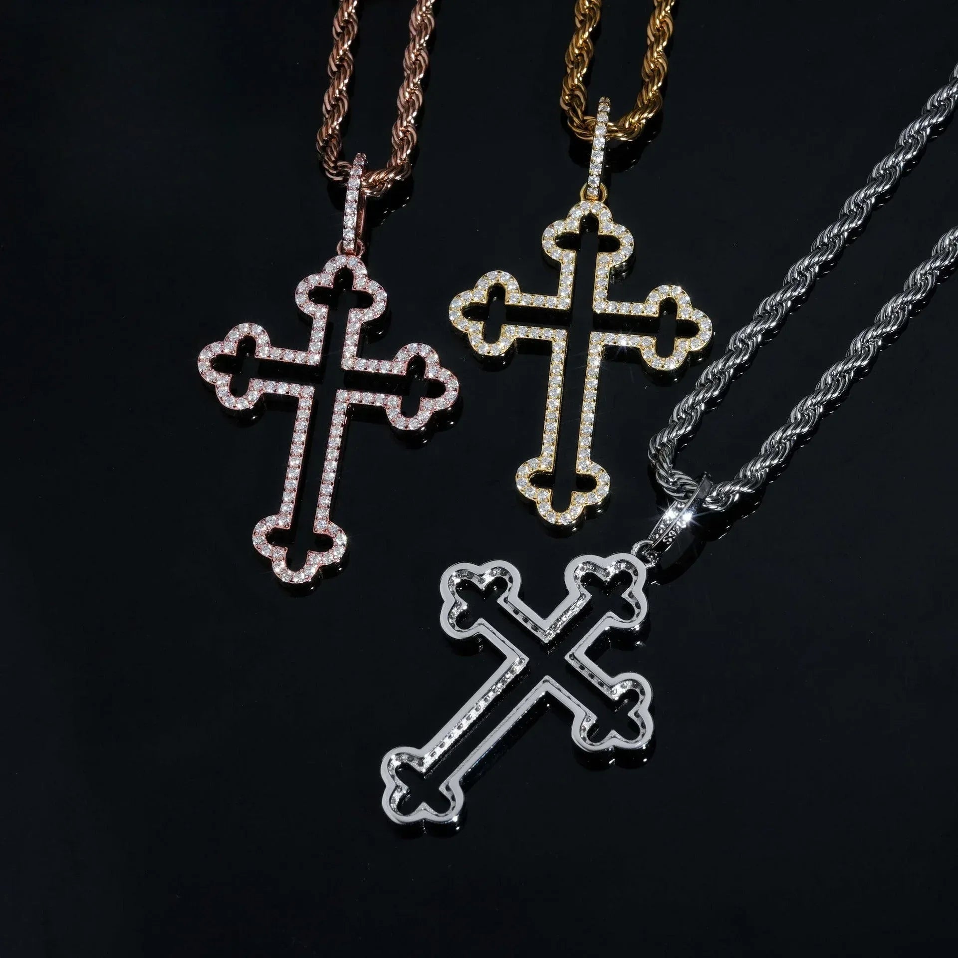 New S925 Silver Moissanite Cross Pendant – Men’s Trendy Necklace, High-Quality Jewelry - CaratixJewelry
