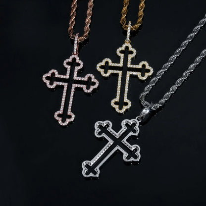 New S925 Silver Moissanite Cross Pendant – Men’s Trendy Necklace, High-Quality Jewelry - CaratixJewelry