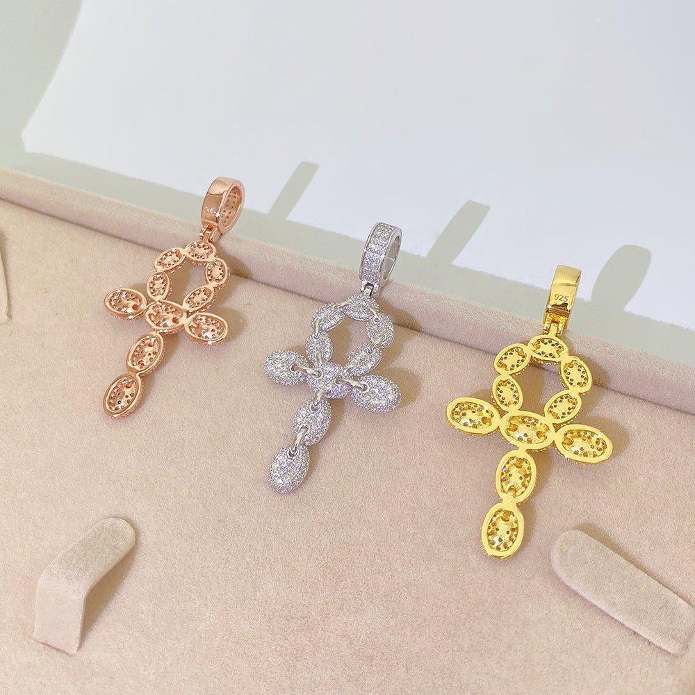 New S925 Silver Moissanite Cross Pendant – Unisex, European & American Hip-Hop Style Necklace - CaratixJewelry