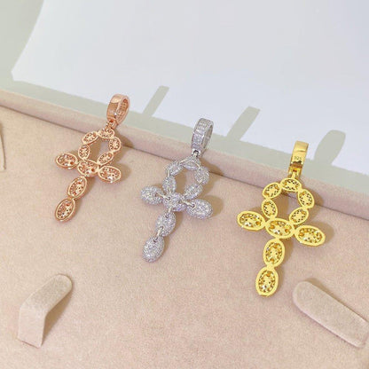 New S925 Silver Moissanite Cross Pendant – Unisex, European & American Hip-Hop Style Necklace - CaratixJewelry