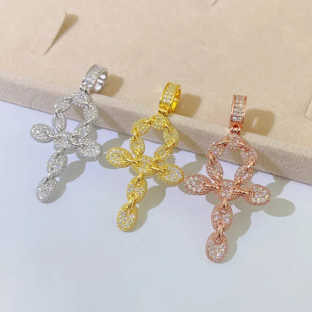 New S925 Silver Moissanite Cross Pendant – Unisex, European & American Hip-Hop Style Necklace - CaratixJewelry