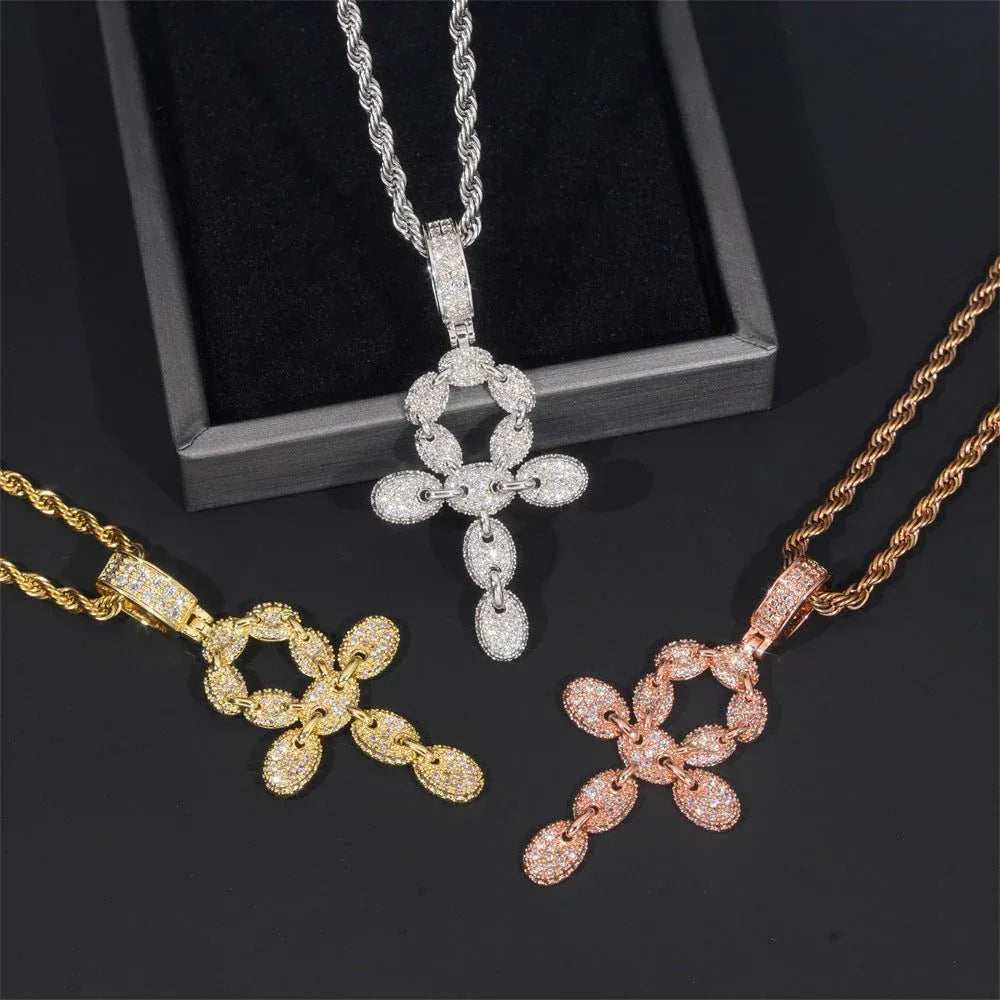 New S925 Silver Moissanite Cross Pendant – Unisex, European & American Hip-Hop Style Necklace - CaratixJewelry