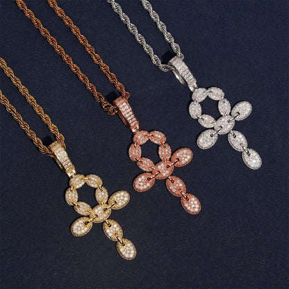 New S925 Silver Moissanite Cross Pendant – Unisex, European & American Hip-Hop Style Necklace - CaratixJewelry
