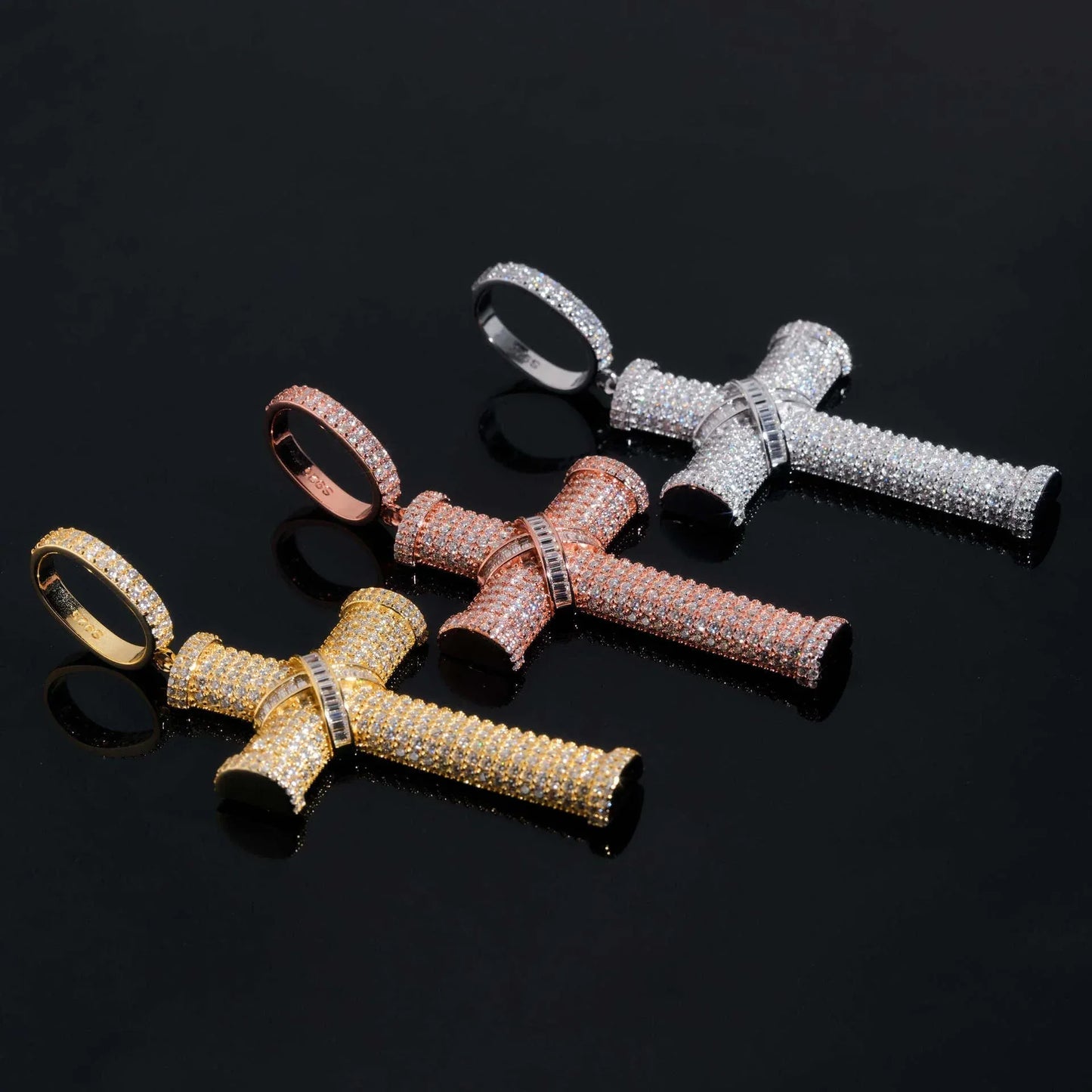 New S925 Silver Moissanite D Color Cross Pendant – Hip-Hop Style, Fits Tennis Chain Necklace - CaratixJewelry