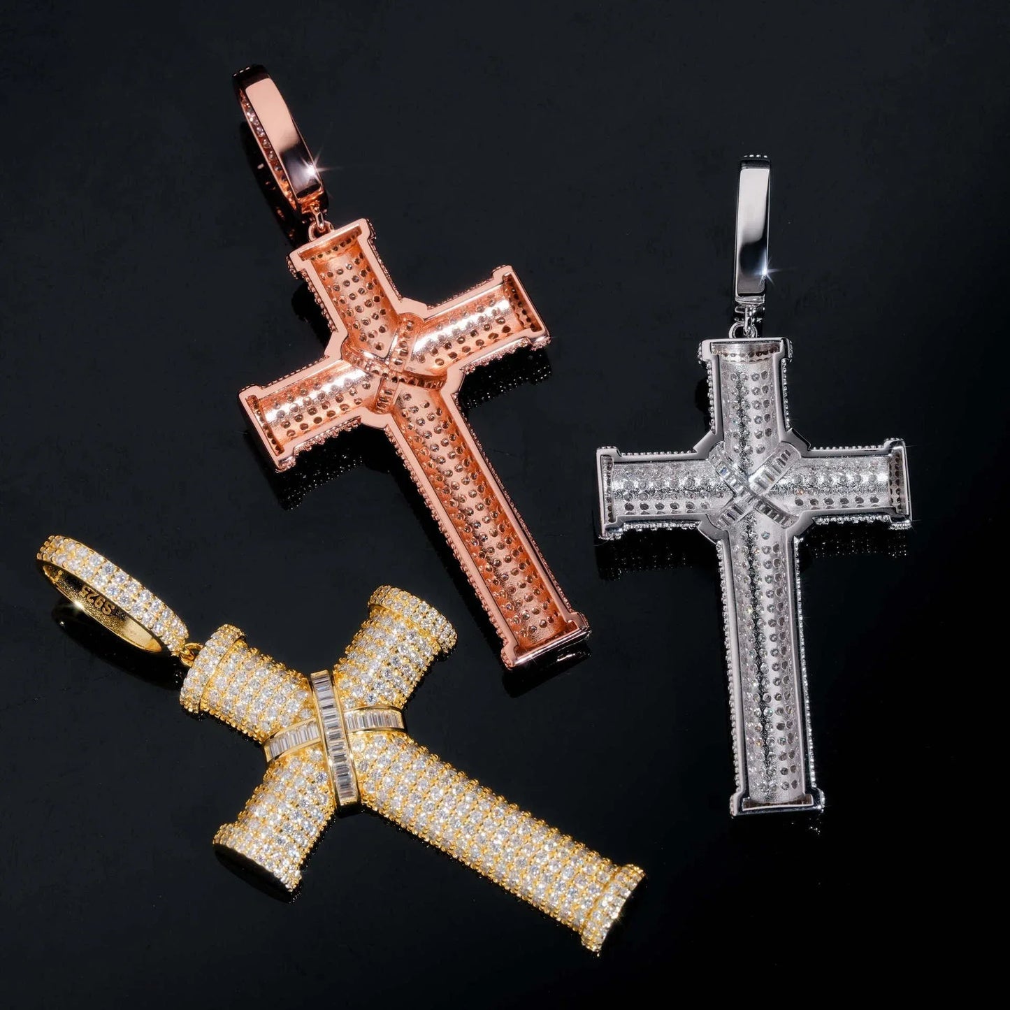 New S925 Silver Moissanite D Color Cross Pendant – Hip-Hop Style, Fits Tennis Chain Necklace - CaratixJewelry