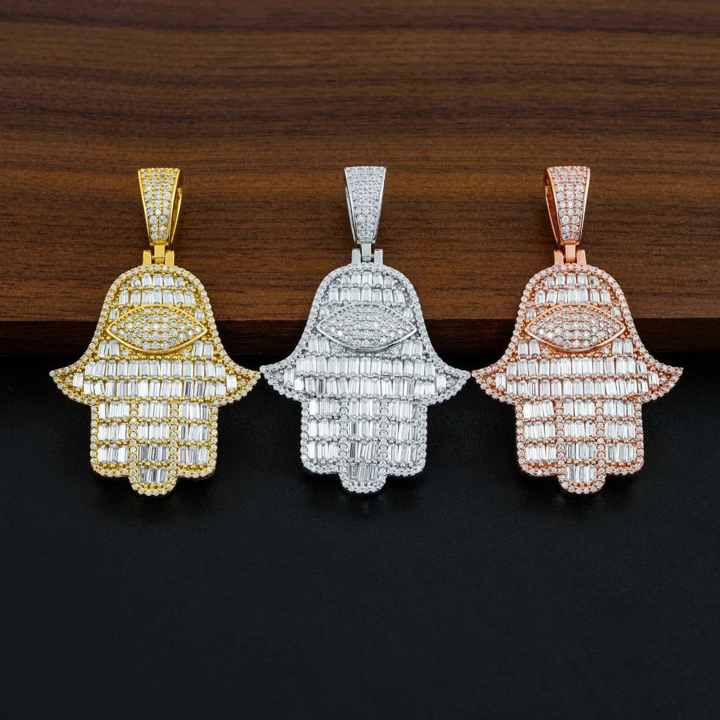 New S925 Silver Moissanite Hand Pendant Necklace – Shiny Hip-Hop Style Trendy Jewelry - CaratixJewelry