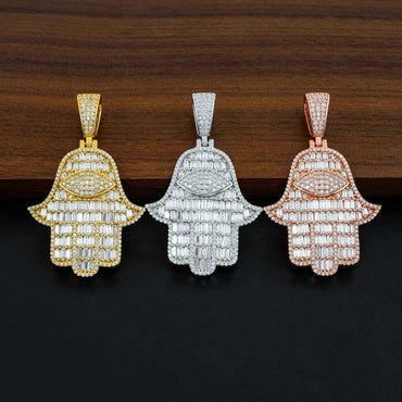 New S925 Silver Moissanite Hand Pendant Necklace – Shiny Hip-Hop Style Trendy Jewelry - CaratixJewelry