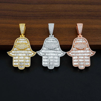 New S925 Silver Moissanite Hand Pendant Necklace – Shiny Hip-Hop Style Trendy Jewelry - CaratixJewelry
