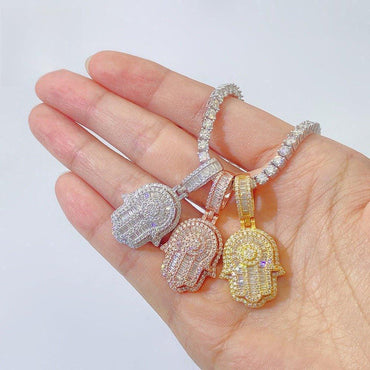 New S925 Silver Moissanite Hand Pendant – Trendy Hip-Hop Jewelry - CaratixJewelry