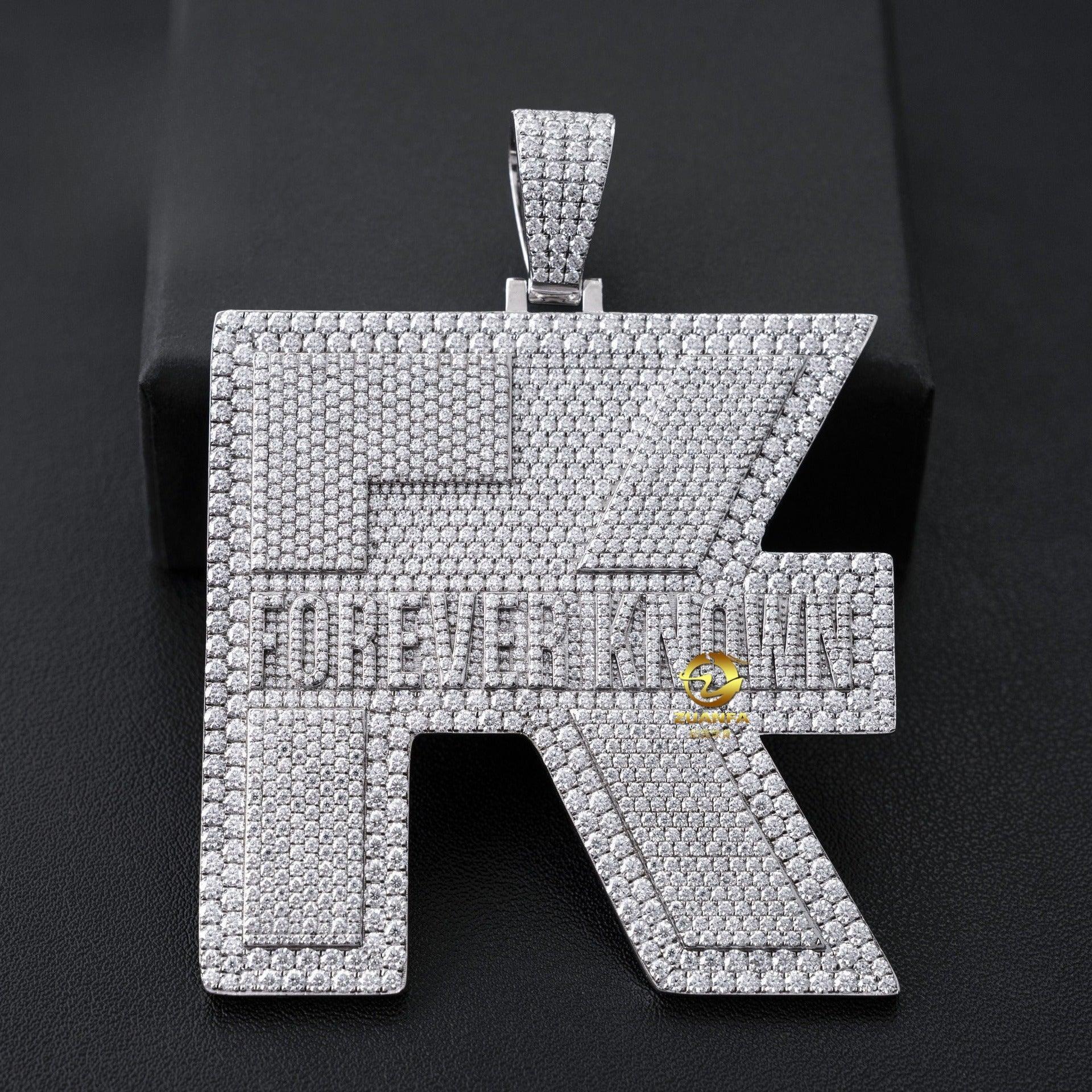 New S925 Silver Moissanite Letter Pendant – Unisex Hip-Hop Iced-Out Necklace - CaratixJewelry