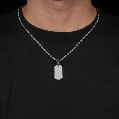 New S925 Silver Moissanite Rectangular Pendant – European & American Hip-Hop Style, Personalized Jewelry - CaratixJewelry
