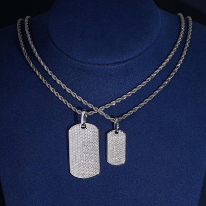 New S925 Silver Moissanite Rectangular Pendant – European & American Hip-Hop Style, Personalized Jewelry - CaratixJewelry