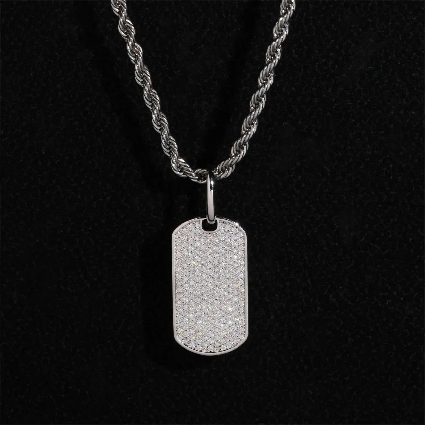New S925 Silver Moissanite Rectangular Pendant – European & American Hip-Hop Style, Personalized Jewelry - CaratixJewelry