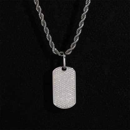 New S925 Silver Moissanite Rectangular Pendant – European & American Hip-Hop Style, Personalized Jewelry - CaratixJewelry