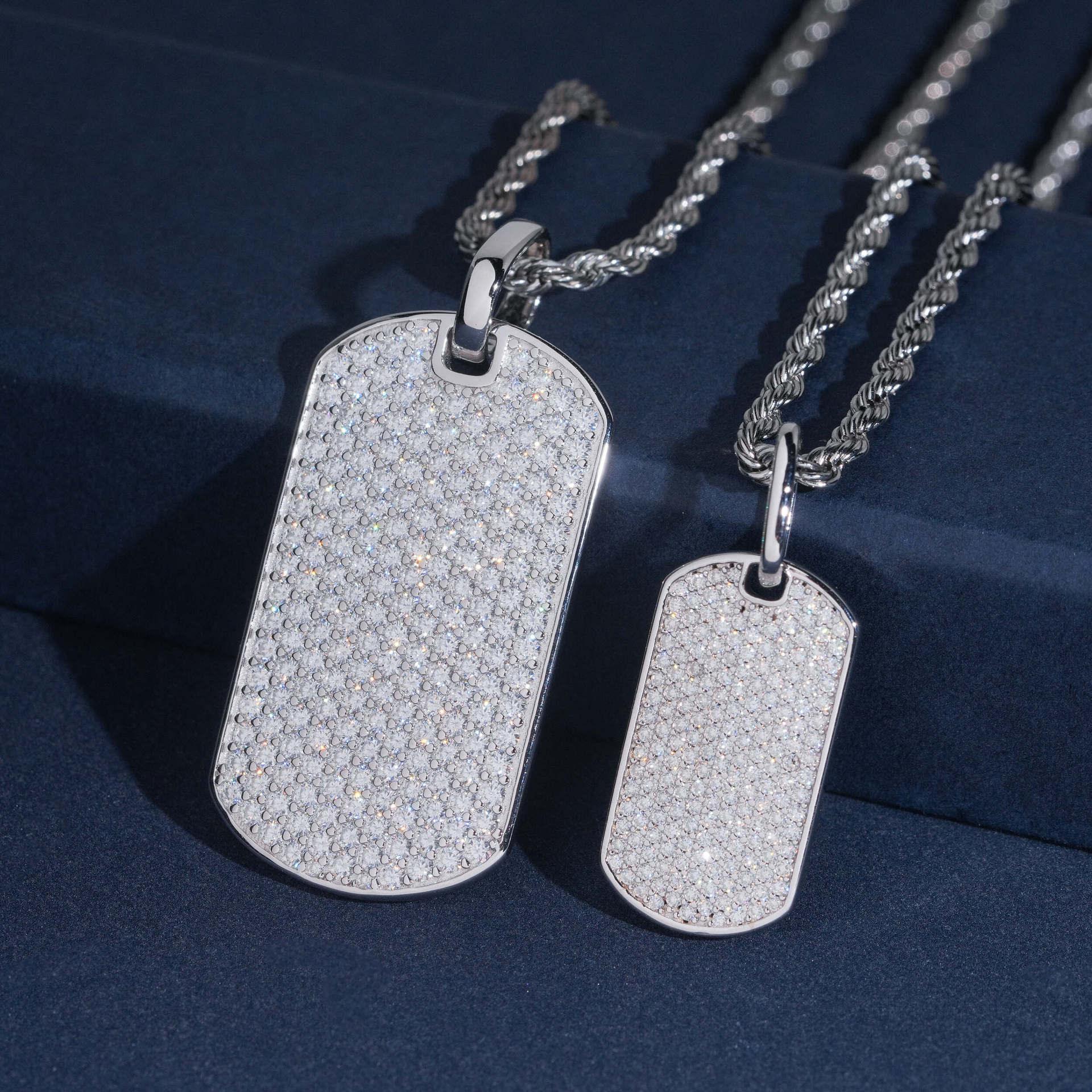New S925 Silver Moissanite Rectangular Pendant – European & American Hip-Hop Style, Personalized Jewelry - CaratixJewelry