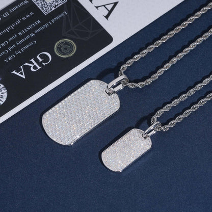 New S925 Silver Moissanite Rectangular Pendant – European & American Hip-Hop Style, Personalized Jewelry - CaratixJewelry