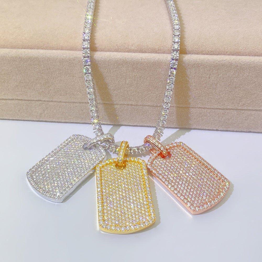 New S925 Silver Moissanite Rectangular Pendant Necklace – Sparkling, High-Quality Jewelry - CaratixJewelry