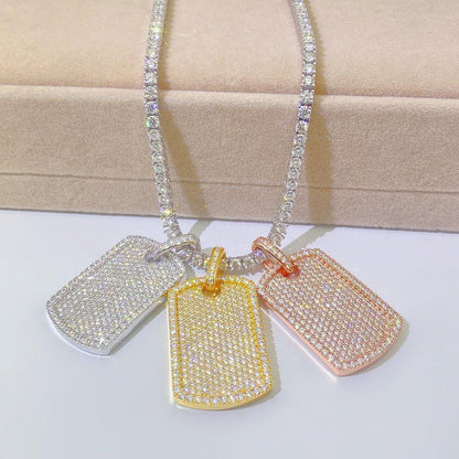 New S925 Silver Moissanite Rectangular Pendant Necklace – Sparkling, High-Quality Jewelry - CaratixJewelry