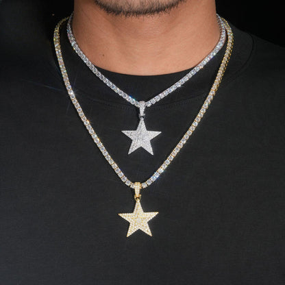 New S925 Silver Moissanite Star Pendant – INS Trendy Hip-Hop Style, Cool Jewelry - CaratixJewelry