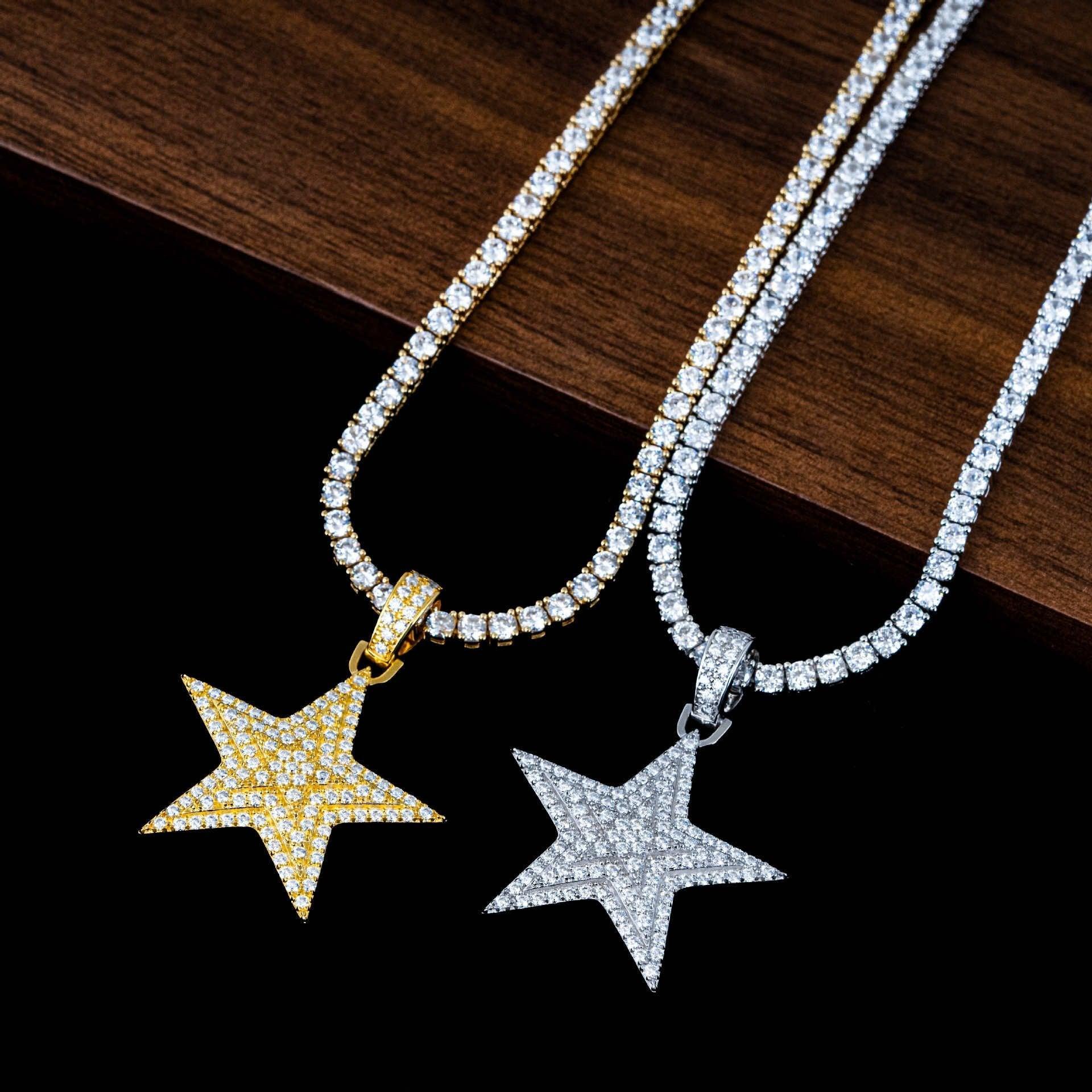 New S925 Silver Moissanite Star Pendant – INS Trendy Hip-Hop Style, Cool Jewelry - CaratixJewelry